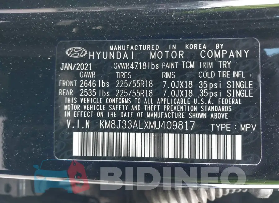 KM8J33ALXMU409817 Photo# 9