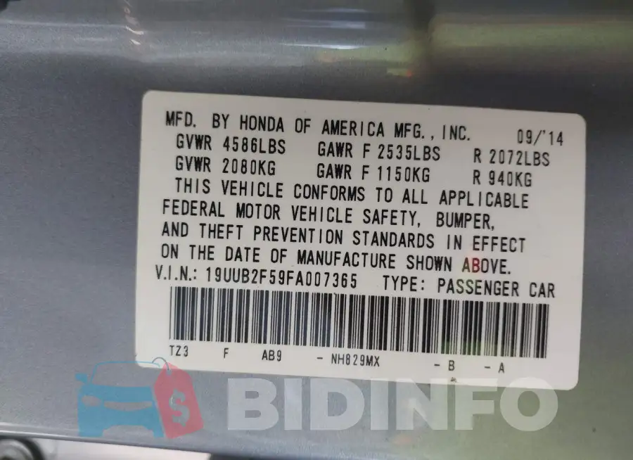 19UUB2F59FA007365 Photo# 9