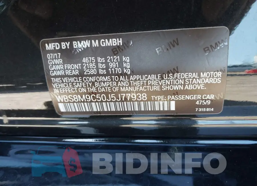 WBS8M9C50J5J77938 Photo# 9