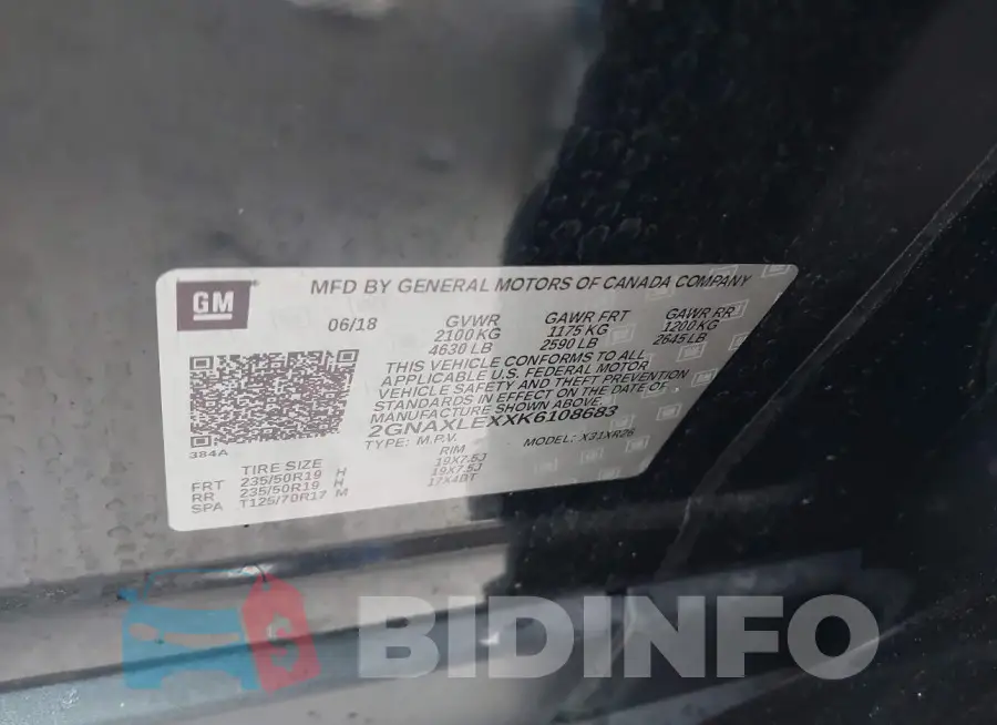 2GNAXLEXXK6108683 Photo# 9