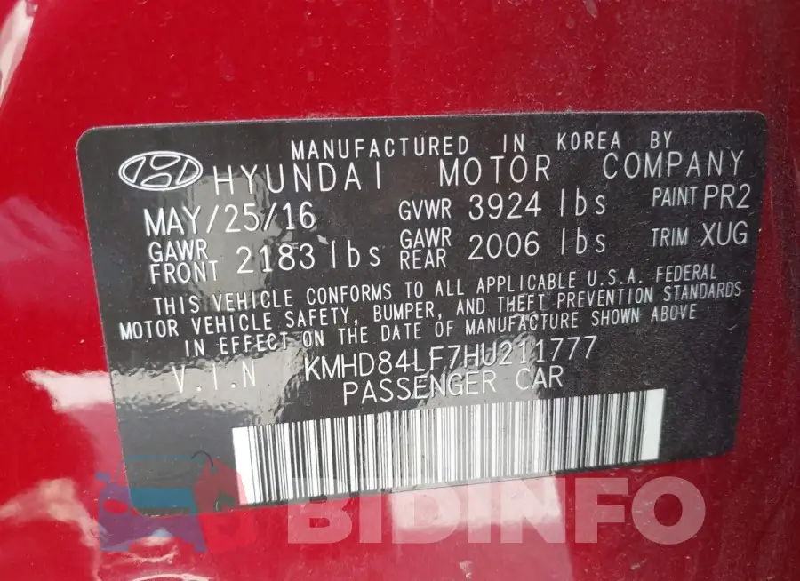 KMHD84LF7HU211777 Photo# 9