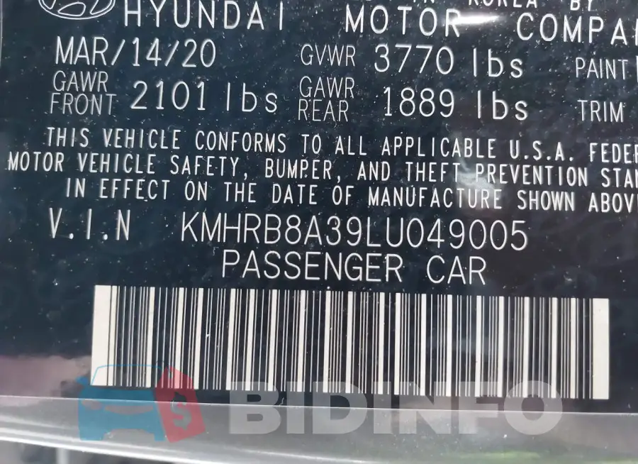 KMHRB8A39LU049005 Photo# 9