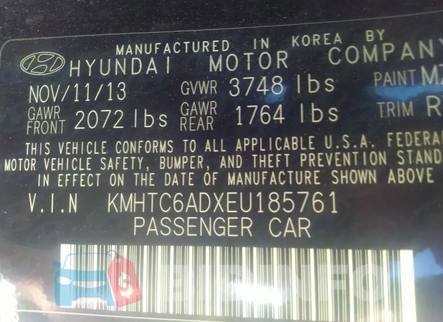 KMHTC6ADXEU185761 Photo# 9