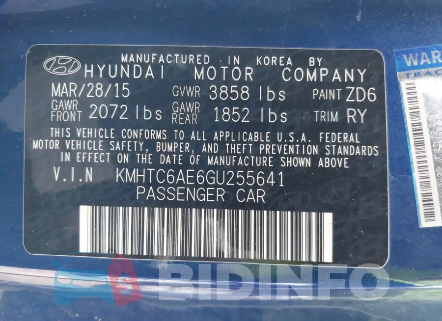 KMHTC6AE6GU255641 Photo# 9