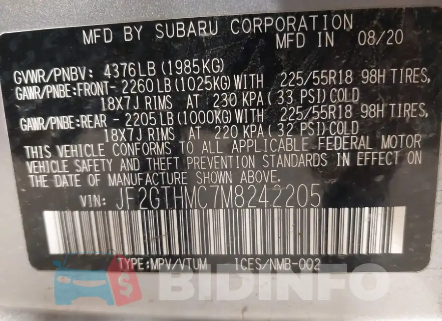 JF2GTHMC7M8242205 Photo# 9