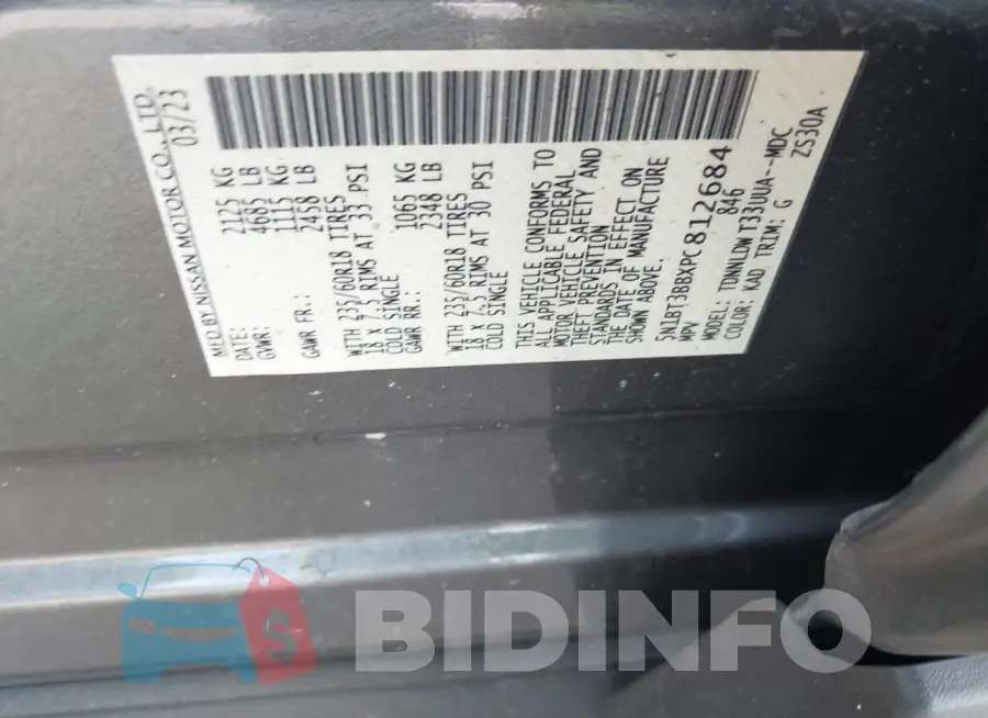 5N1BT3BBXPC812684 Photo# 9