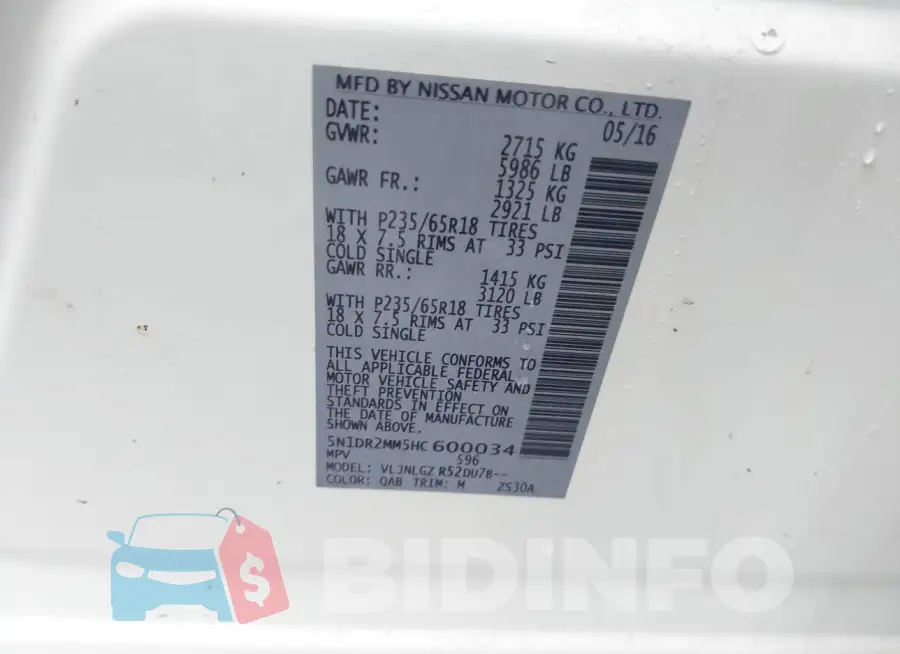 5N1DR2MM5HC600034 Photo# 9