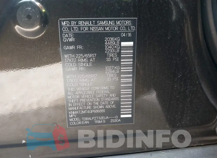 KNMAT2MT4GP686881 Photo# 9