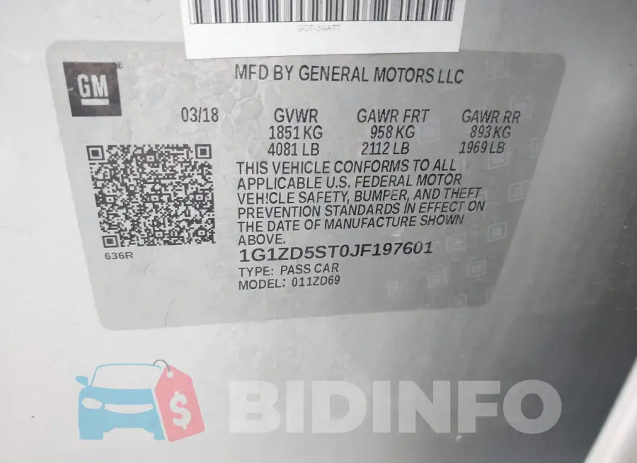 1G1ZD5ST0JF197601 Photo# 9