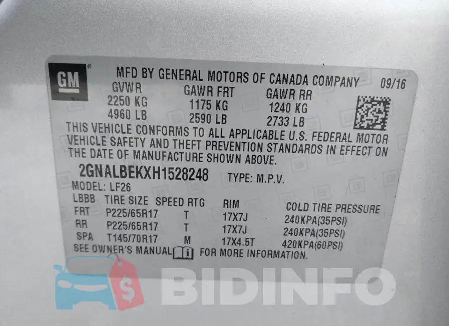 2GNALBEKXH1528248 Photo# 9
