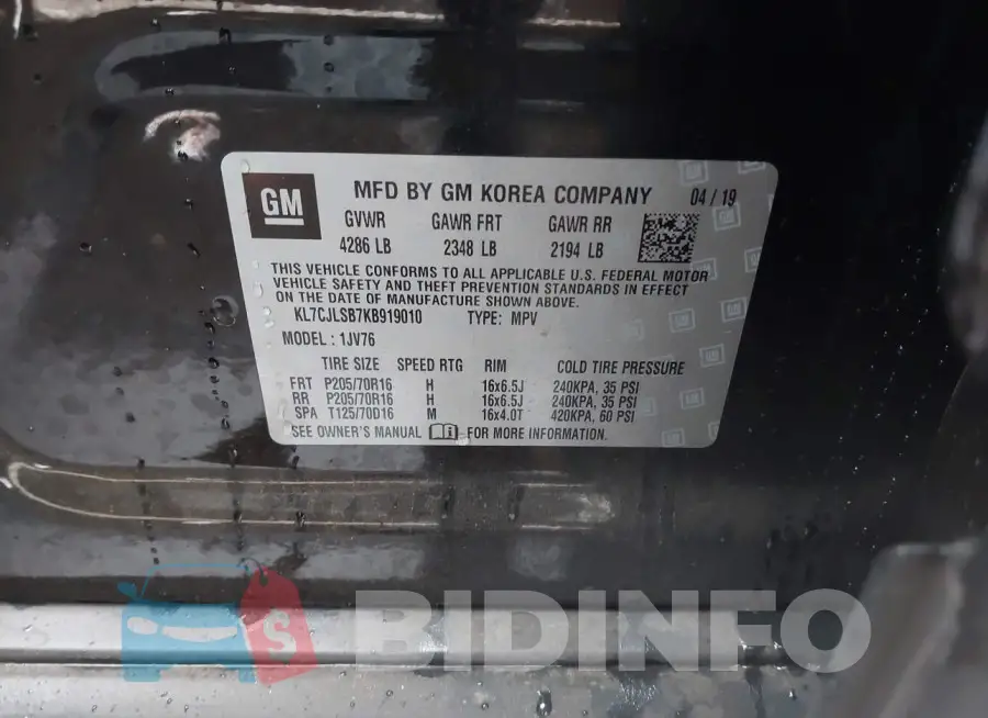 KL7CJLSB7KB919010 Photo# 9