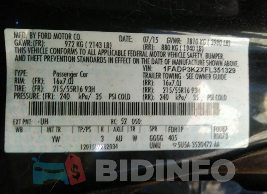 1FADP3K2XFL351329 Photo# 9