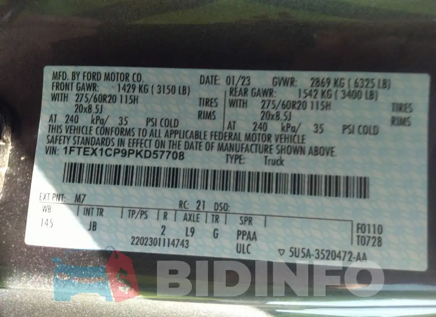 1FTEX1CP9PKD57708 Photo# 9
