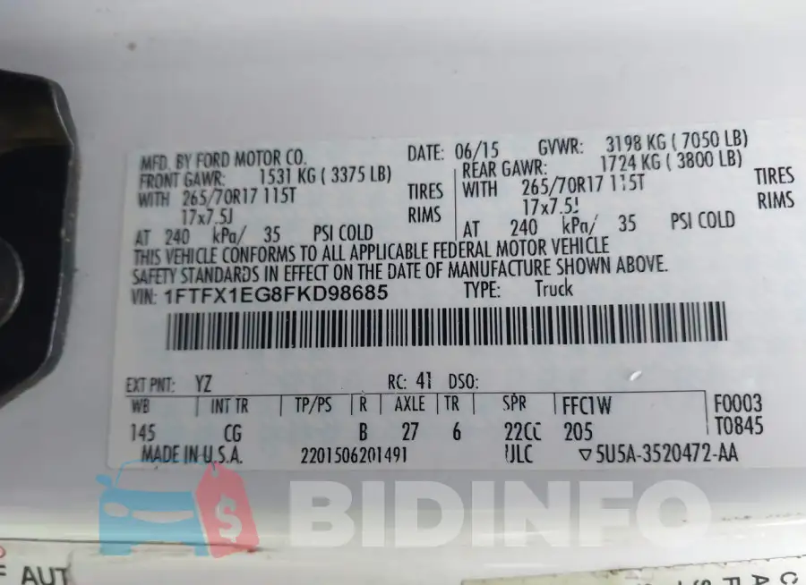 1FTFX1EG8FKD98685 Photo# 9