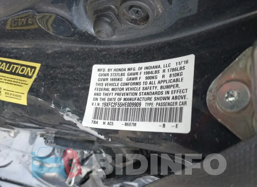 19XFC2F55HE009909 Photo# 9