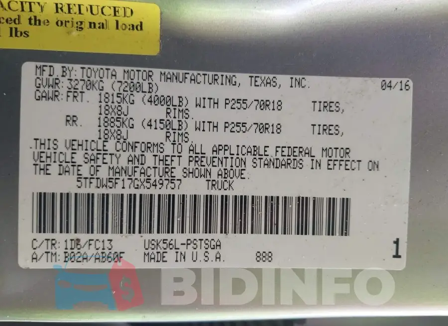 5TFDW5F17GX549757 Photo# 9