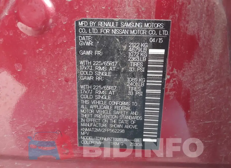 KNMAT2MV2FP562298 Photo# 9