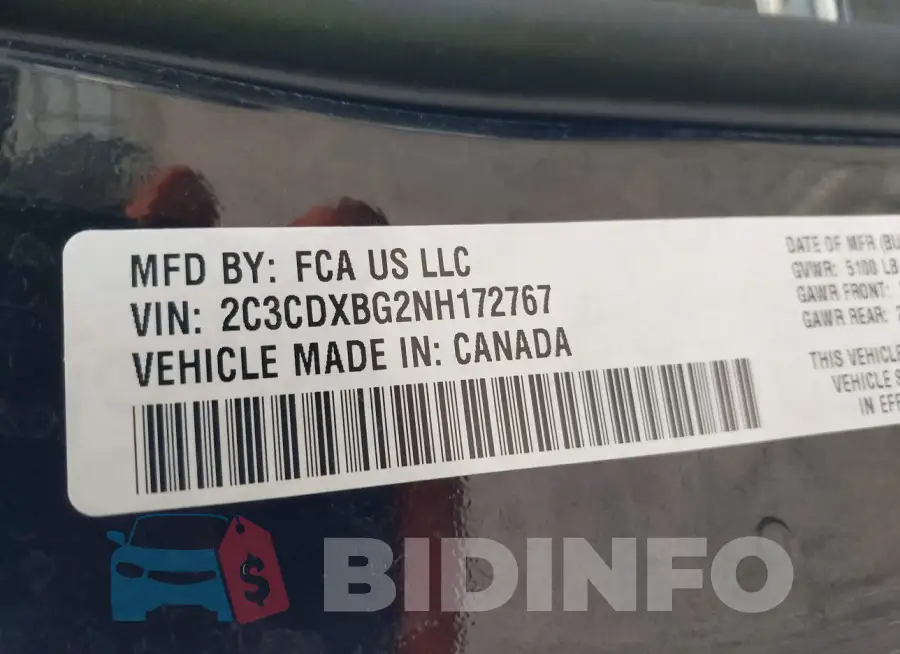 2C3CDXBG2NH172767 Photo# 9