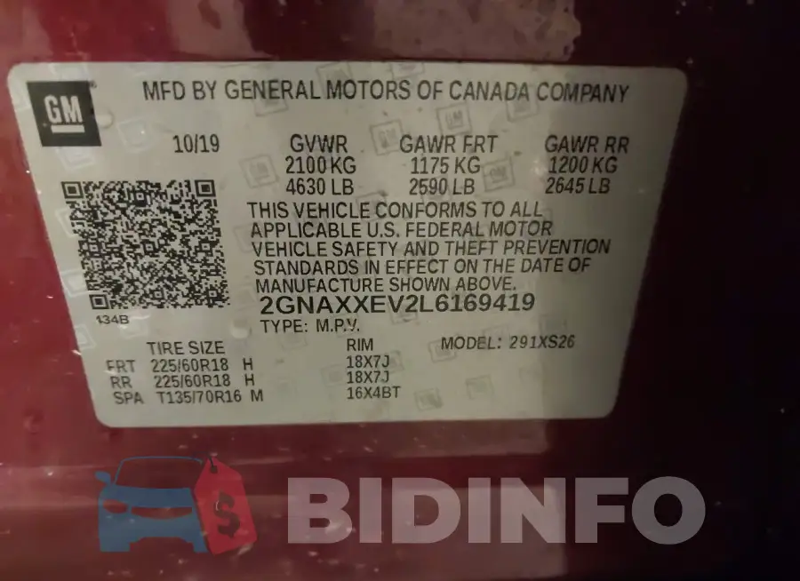 2GNAXXEV2L6169419 Photo# 9