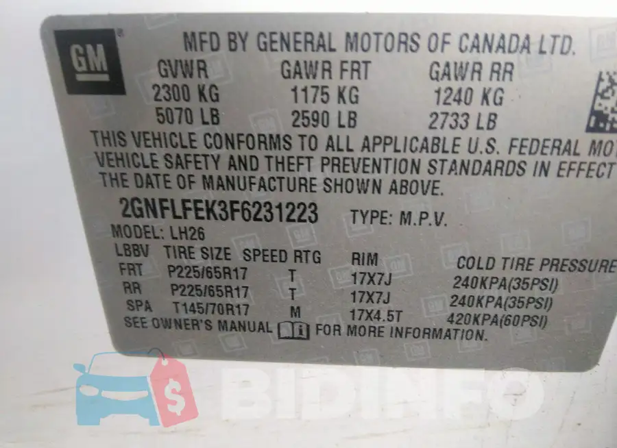 2GNFLFEK3F6231223 Photo# 9