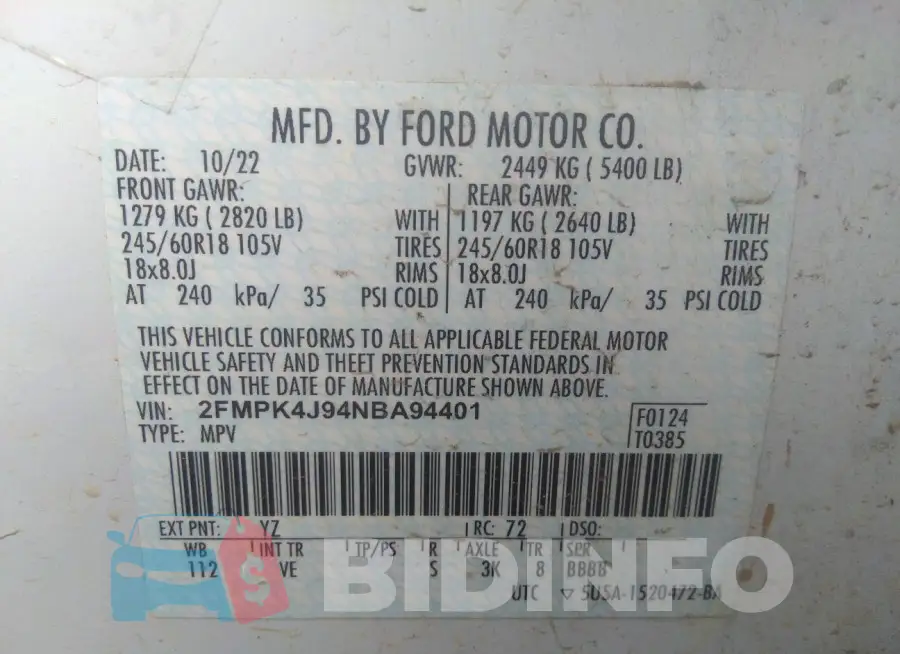 2FMPK4J94NBA94401 Photo# 9