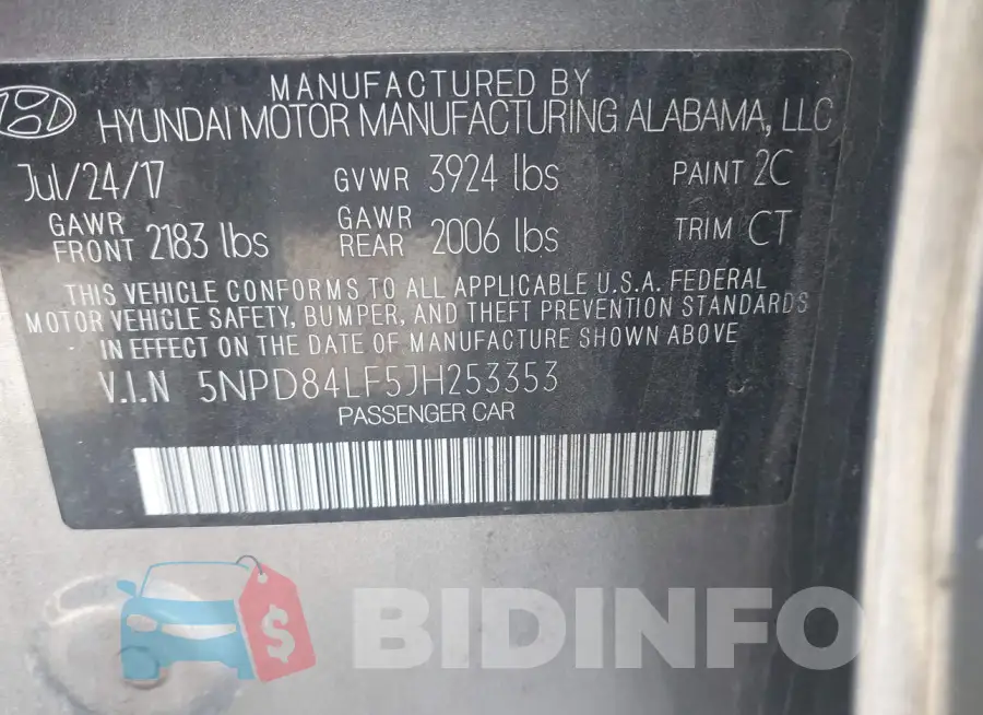5NPD84LF5JH253353 Photo# 9
