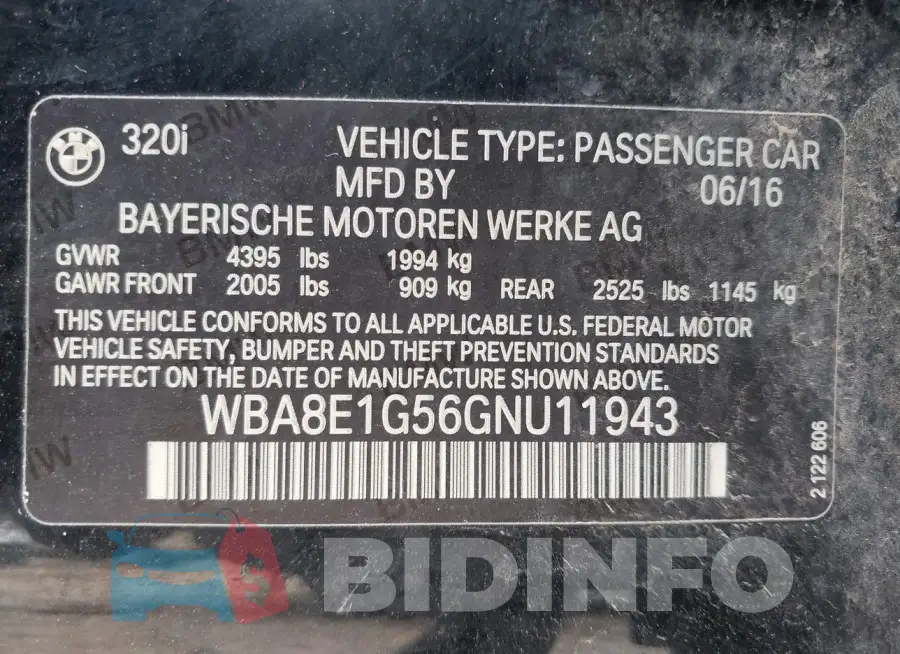 WBA8E1G56GNU11943 Photo# 9