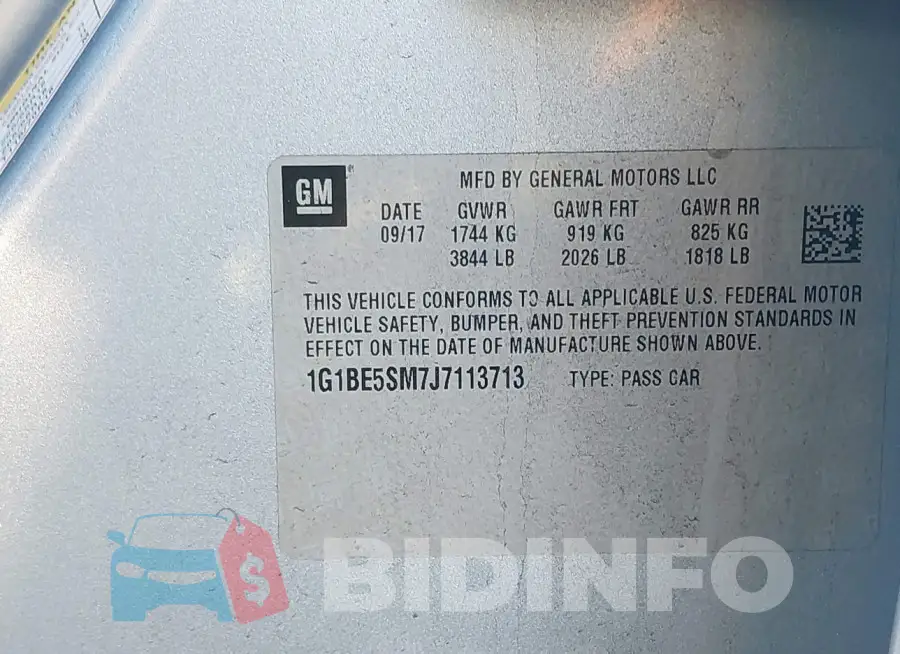1G1BE5SM7J7113713 Photo# 9