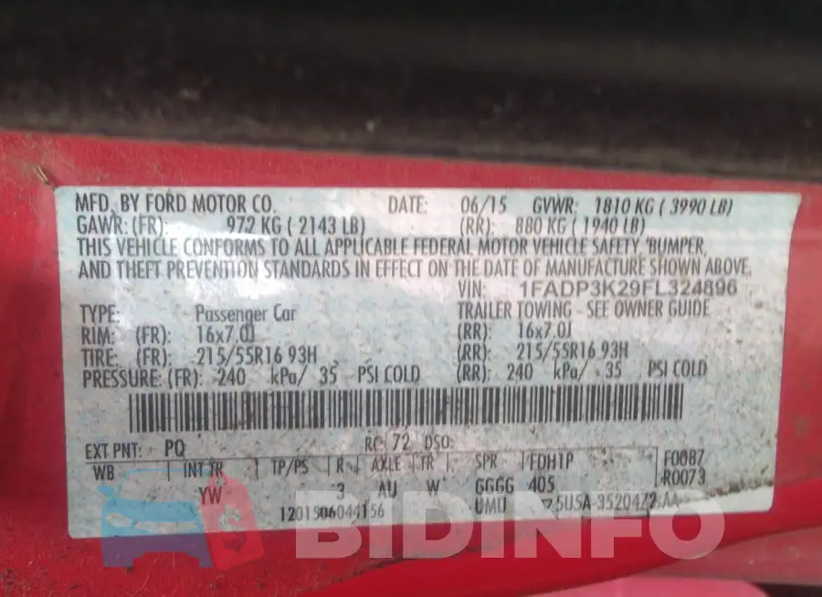 1FADP3K29FL324896 Photo# 9