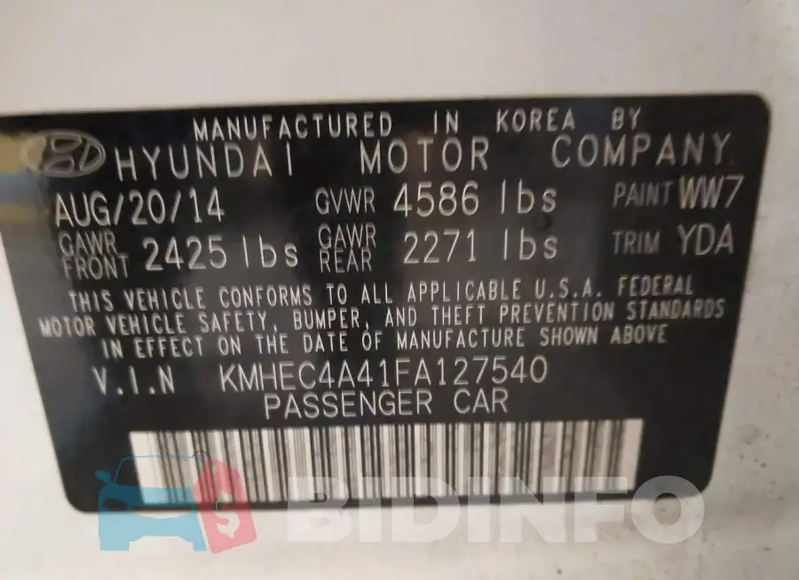 KMHEC4A41FA127540 Photo# 9