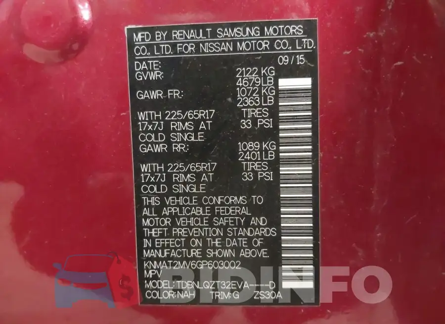KNMAT2MV6GP603002 Photo# 9