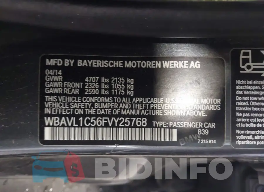 WBAVL1C56FVY25768 Photo# 9