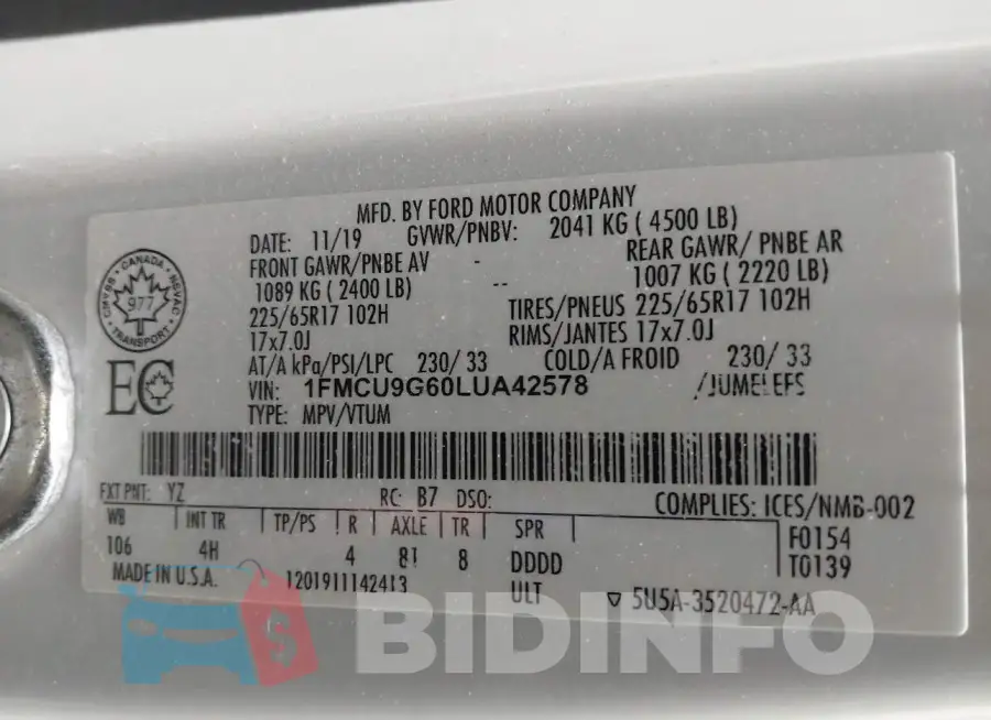 1FMCU9G60LUA42578 Photo# 9
