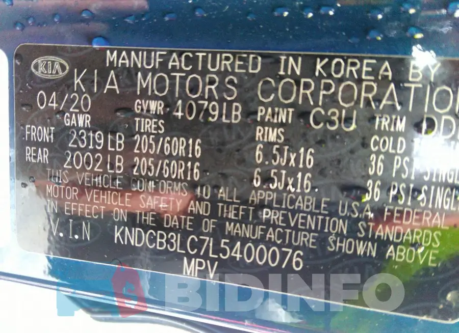 KNDCB3LC7L5400076 Photo# 9