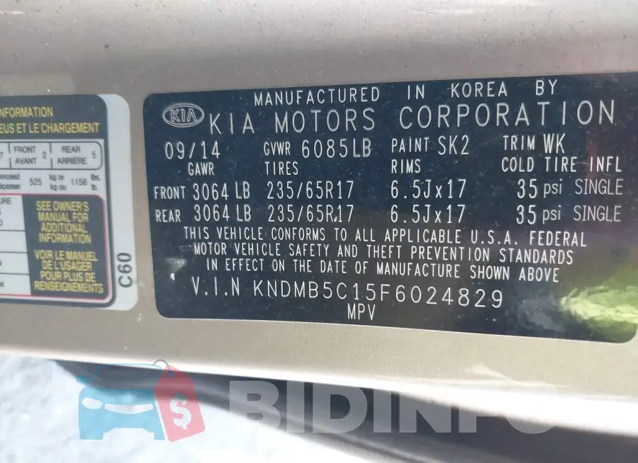 KNDMB5C15F6024829 Photo# 9