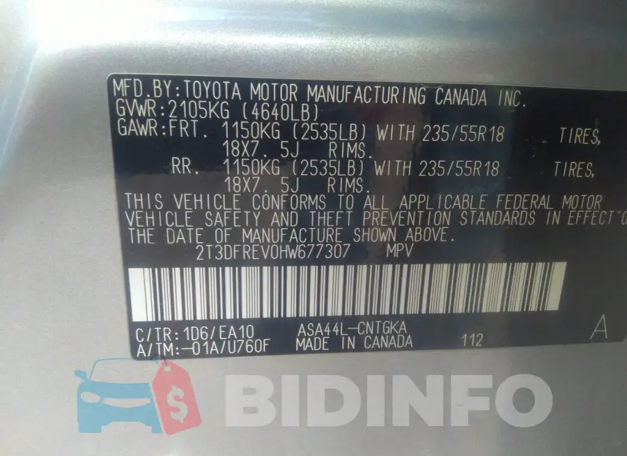 2T3DFREV0HW677307 Photo# 9
