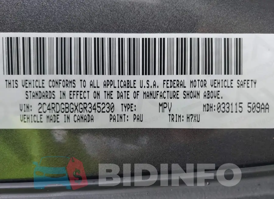 2C4RDGBGXGR345230 Photo# 9