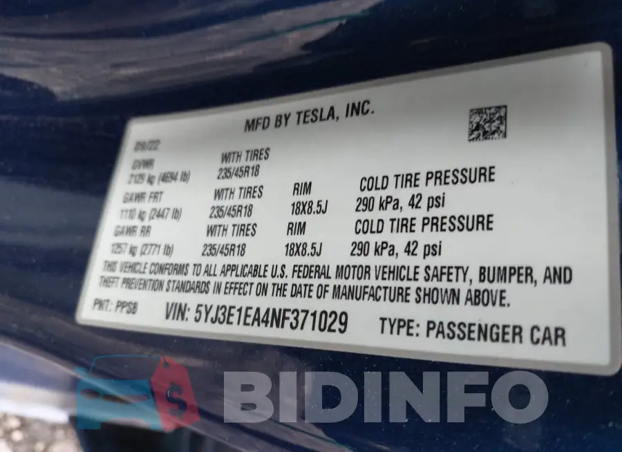 5YJ3E1EA4NF371029 Photo# 9
