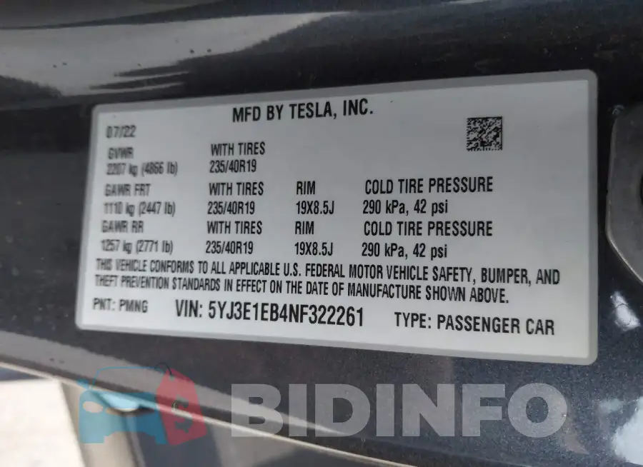 5YJ3E1EB4NF322261 Photo# 9