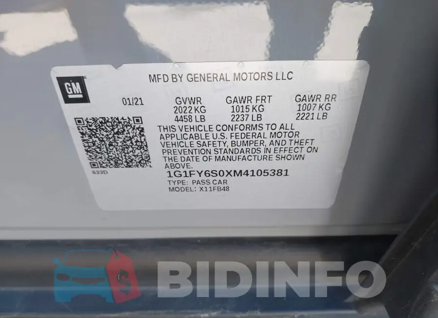 1G1FY6S0XM4105381 Photo# 9