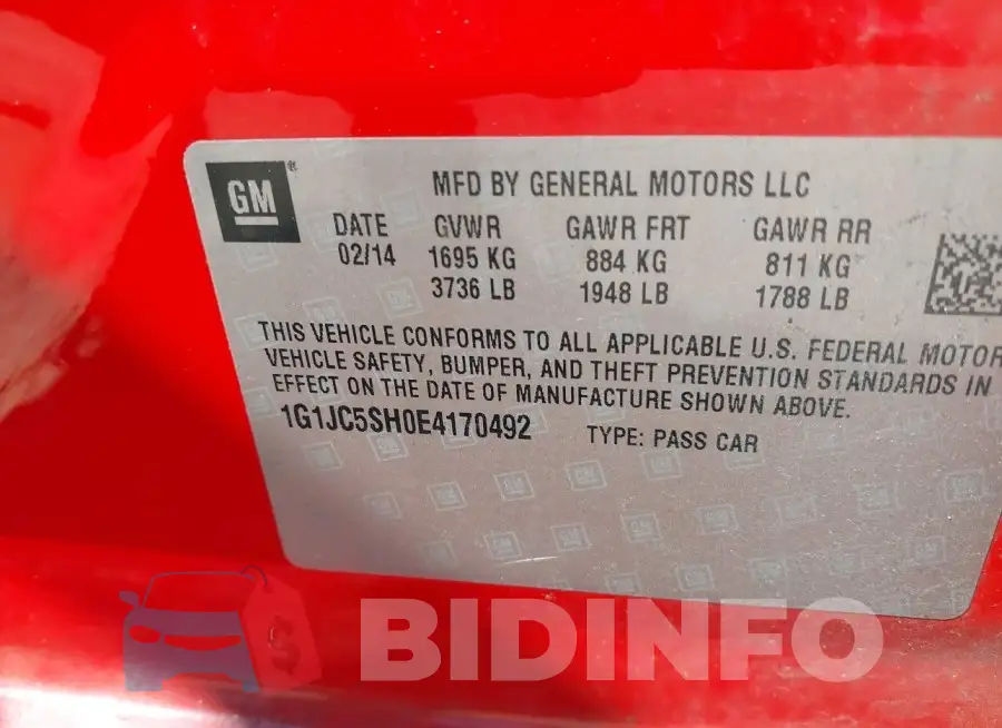 1G1JC5SH0E4170492 Photo# 9