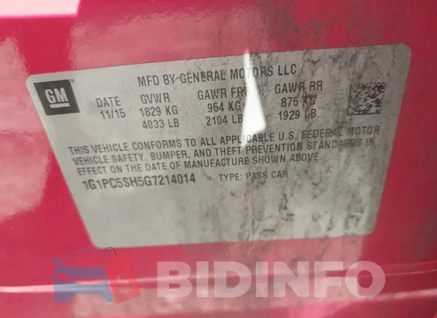 1G1PC5SH5G7214014 Photo# 9