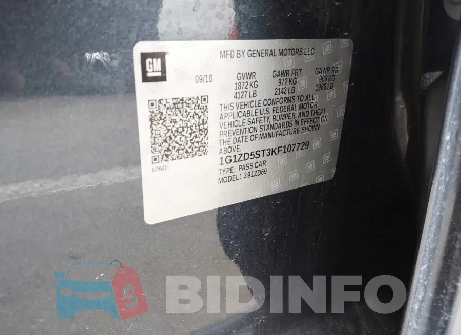 1G1ZD5ST3KF107729 Photo# 9