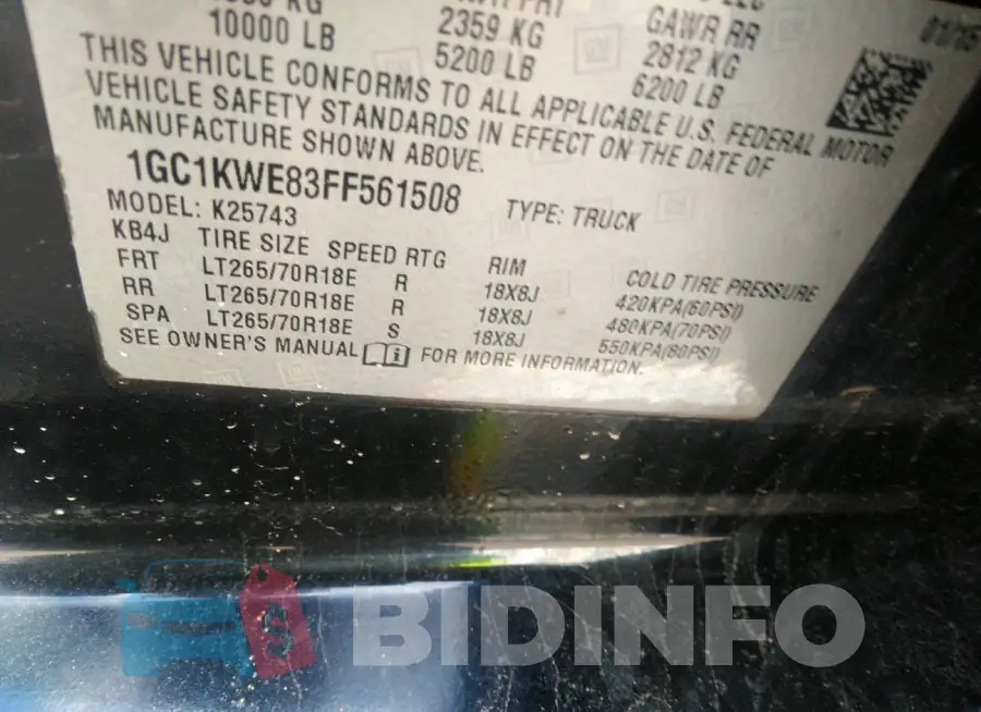 1GC1KWE83FF561508 Photo# 9