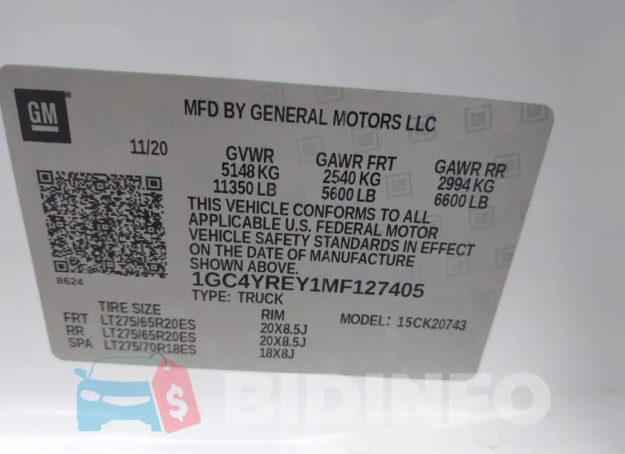 1GC4YREY1MF127405 Photo# 9