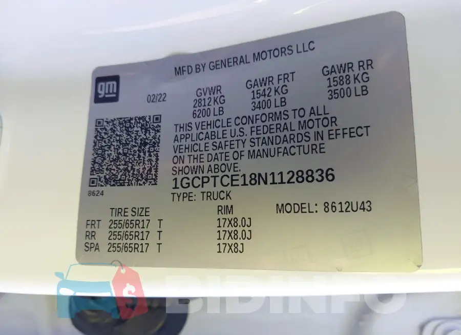 1GCPTCE18N1128836 Photo# 9