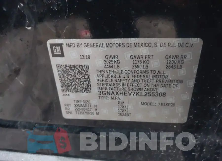 3GNAXHEV7KL255308 Photo# 9
