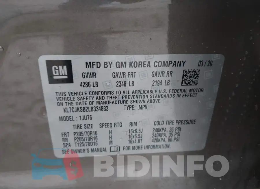 KL7CJKSB2LB334833 Photo# 9