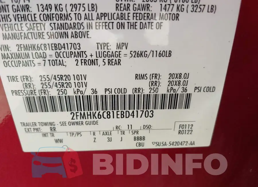 2FMHK6C81EBD41703 Photo# 9