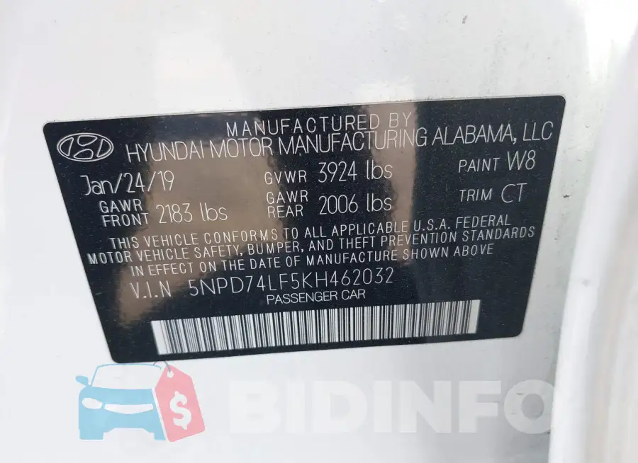 5NPD74LF5KH462032 Photo# 9